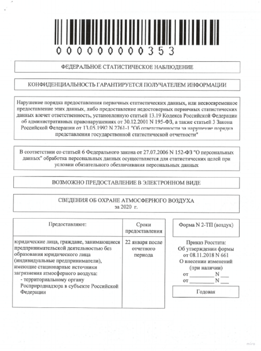 отчет 2-тп воздух - вводная часть отчета