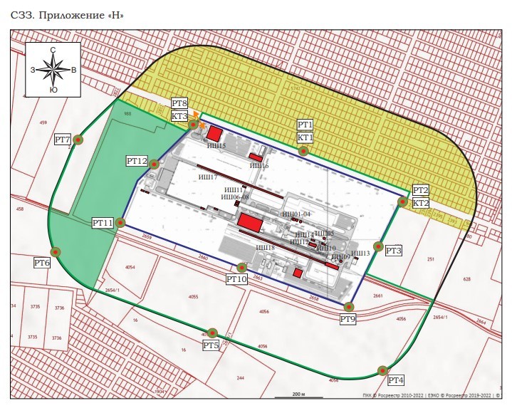 санитарно-защитная зона наносится на кадастровую карту (как в примере)