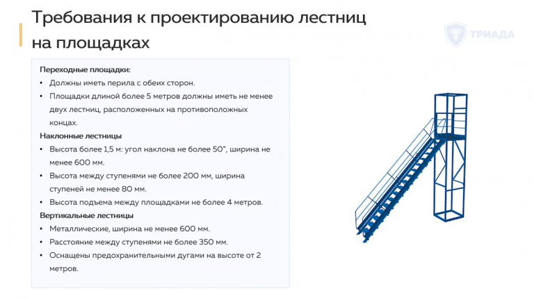 требования к проектированию лестниц на площадках оборудования под давлением