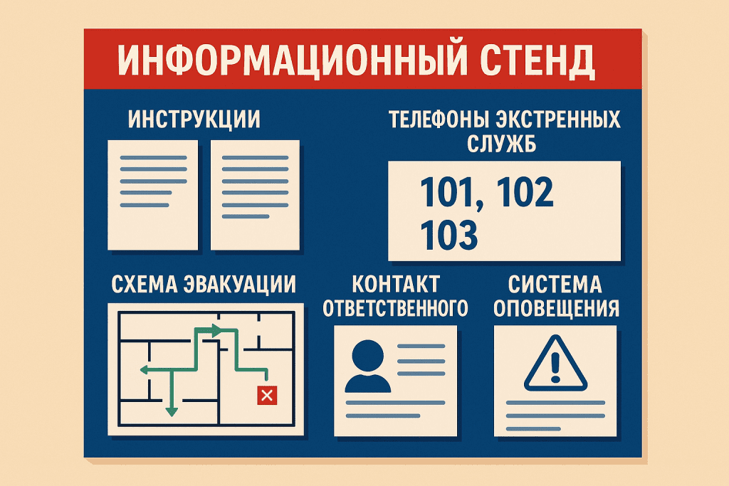 иллюстрация с примером информационного стенда с перечнем антитеррор мероприятий