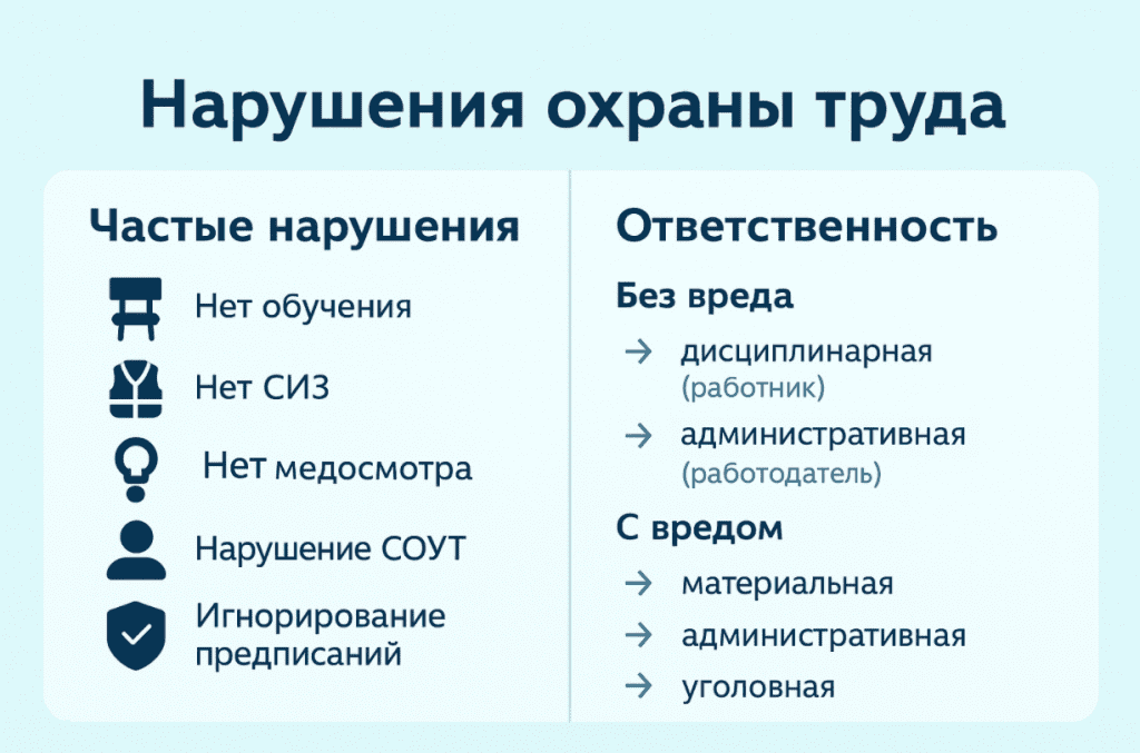 основные нарушения в охране труда