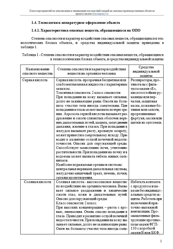 раздел пмла со сведениями о химических веществах