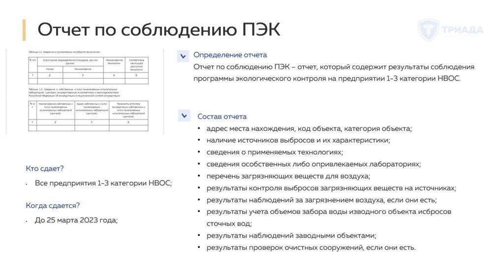 отчет по соблюдению ПЭК
