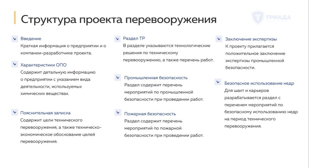 структура проекта на техническое перевооружение ОПО