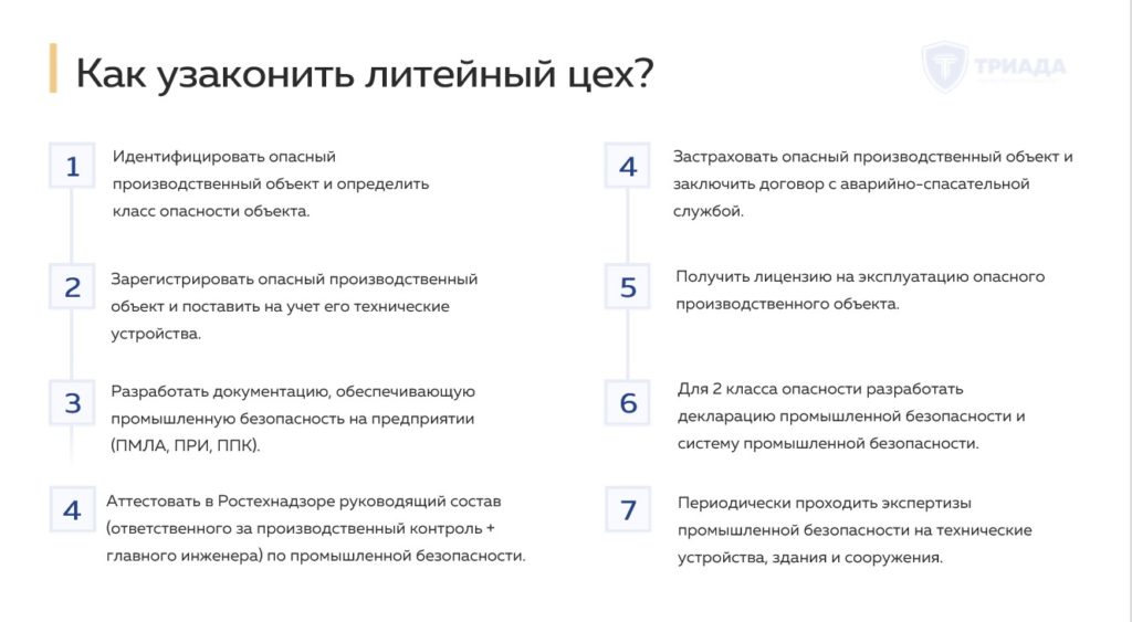 узаконивание литейного производства - регламент