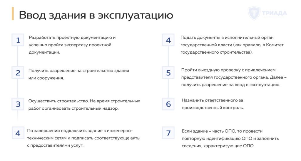 регламент ввода здания в эксплуатацию