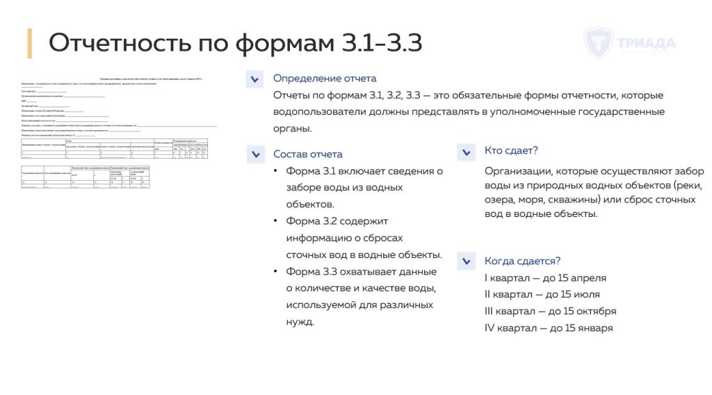 кратко об отчетам по формам 3,1-3,3