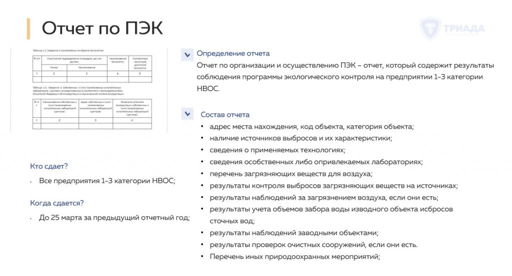 отчетность ПЭК