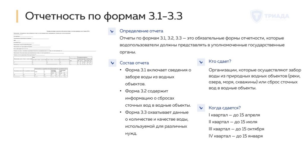 Отчетность по формам 3.1-3.3