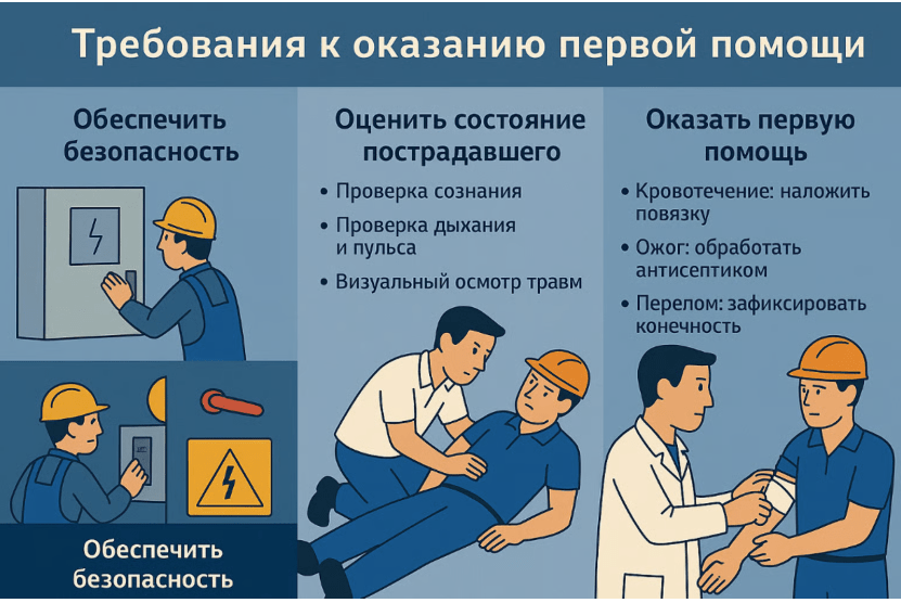 кратко об оказании первой помощи